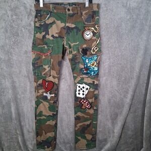 Cote de Nuits Guerre Et Paix Camo Cargo Pants Patchwork Patches Men's 33x32